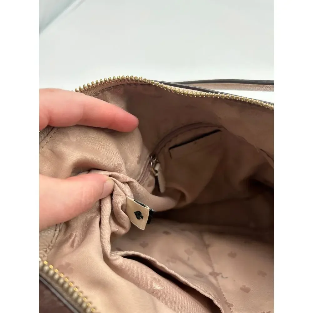 Kate Spade Bailey Pebbled Leather Shoulder Hobo Bag Neutral Purse Front Pockets